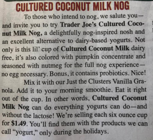 Cultured Coconut Milk Nog Ad