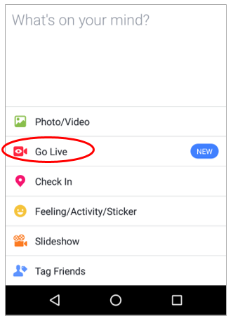 Facebook Live on Android smartphone